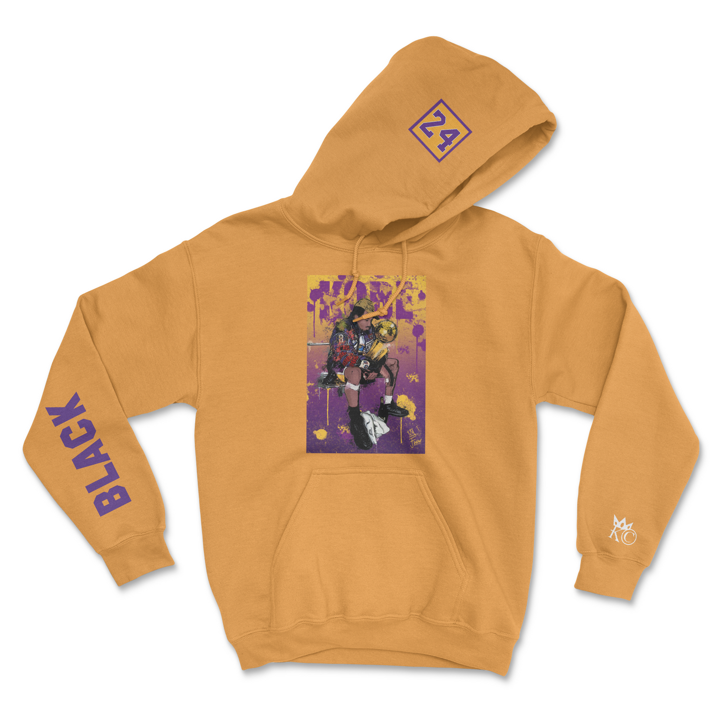 100% Cotton Print on front print on sleeve & hood Kangaroo pocket Drawstring hood